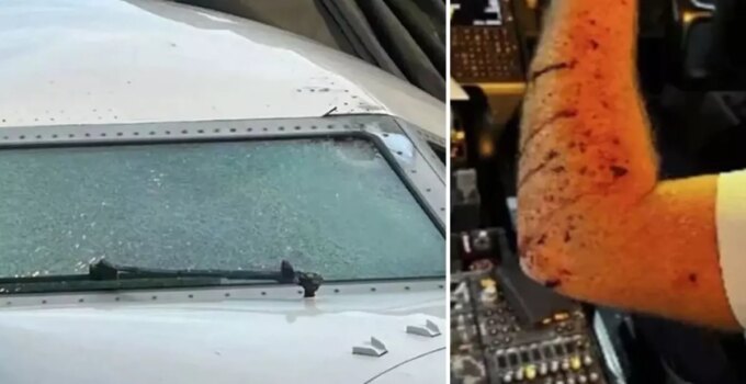 Yolcu uçağına meteor çarptı, pilot kanlar içinde kaldı